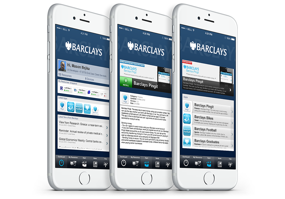 Barclays Employee Mobile App for iOS and Android